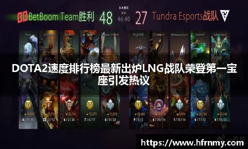 DOTA2速度排行榜最新出炉LNG战队荣登第一宝座引发热议